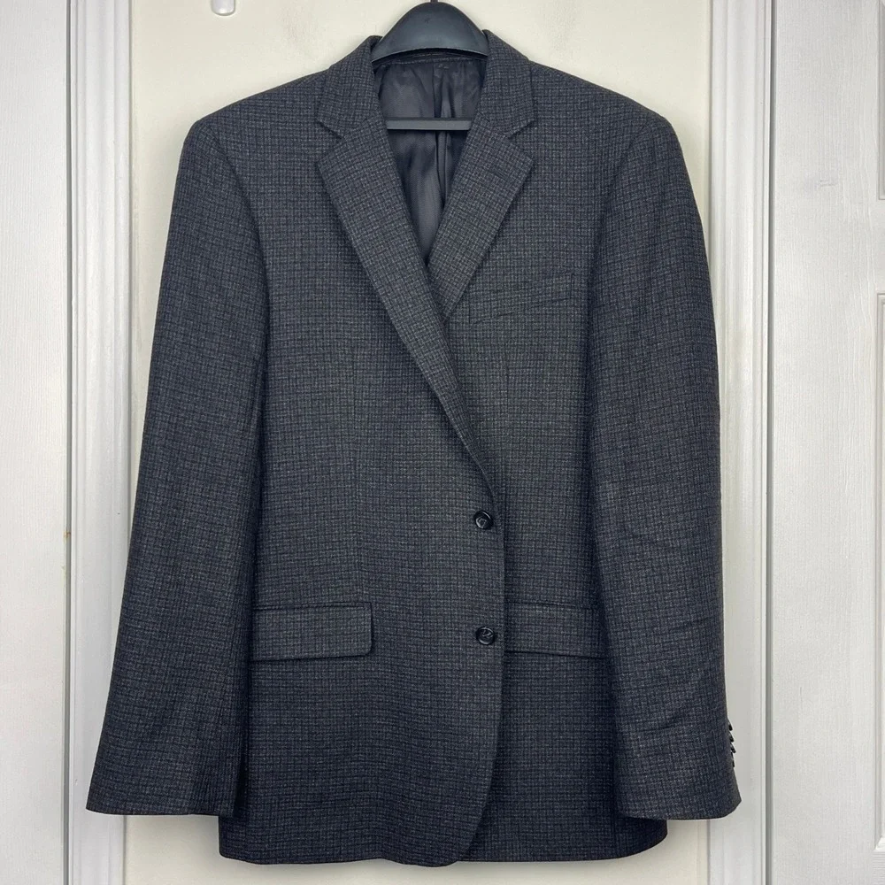 Jos A Bank RESERVE‎ Tollegno 1900 Wool Blend 43L Blazer Sport Coat Jacket Grey